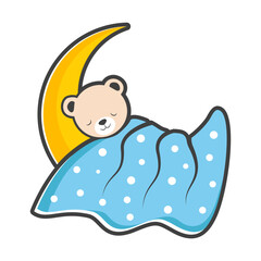 Teddy Bear Sleeping on Moon logo vector