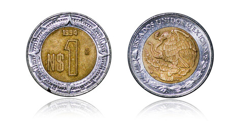 Coin 1 new peso. 1994. Mexico
