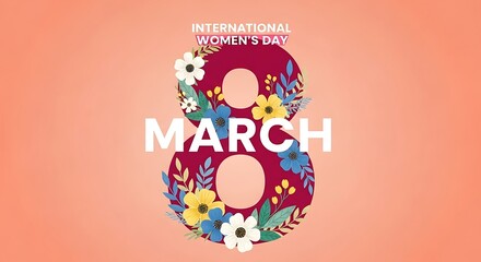 Fototapeta premium International womens day graphic design with floral eight number