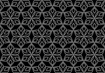 Fototapeta premium Flower geometric pattern. Seamless vector background. White and black ornament.