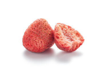 Freeze dried strawberry isolated on white background