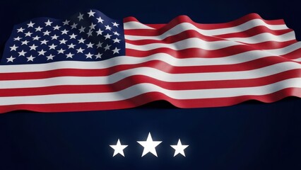 Fototapeta premium Waving American Flag and Stars