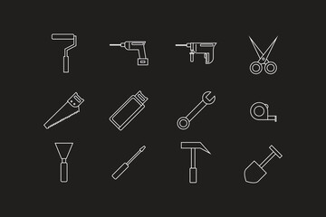 Obraz premium set of tools logo icon vector illustration line art