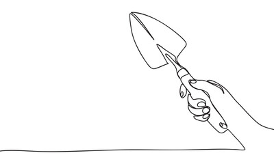 Obraz premium Continuous Line Art of a Hand Holding a Gardening Trowel