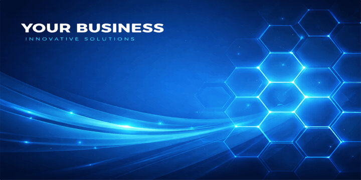 A blue abstract technology background featuring a digital globe map and network lines representing a global internet communication concept for business and web design