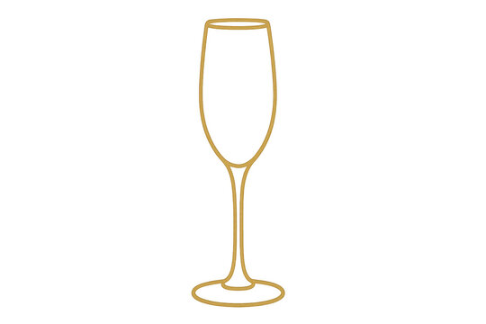 Golden champagne flute outline celebrating special occasion