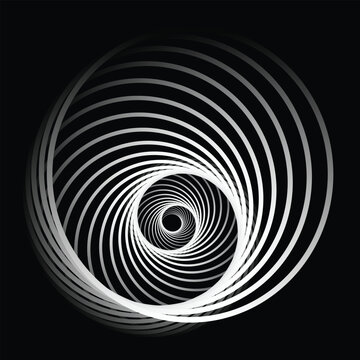 Concentric vortex spirals create hypnotic depth illusion in grayscale motion