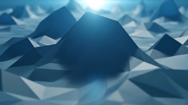 Abstract low poly background with blue and white geometric shapes creating a modern design.