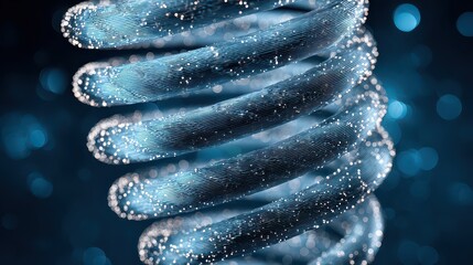 Close Up Of An Illuminated Blue And Silver Spring On A Dark Background