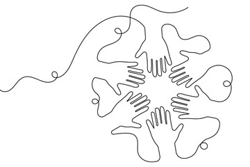 One line drawing of solidarity hands in a minimalist style isolated on a white background vector