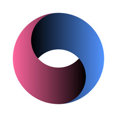 2分割の円形チャート循環サークル図の画像　立体的なグラデーションカラーのサイクル循環図インフォグラフィックのベクターイラスト素材