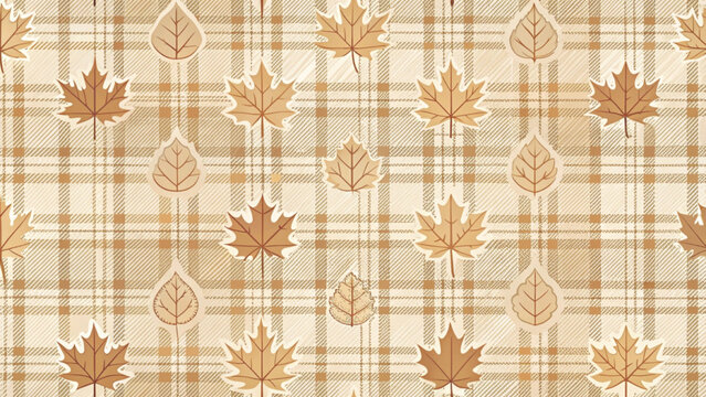 autumn plaid fabric pattern cozy warm fall colors vector background 