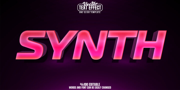Synth editable text effect, customizable wave and music 3d font style