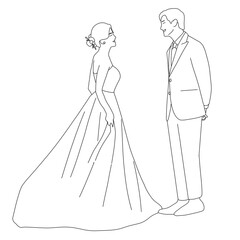 silhouette of bride and groom