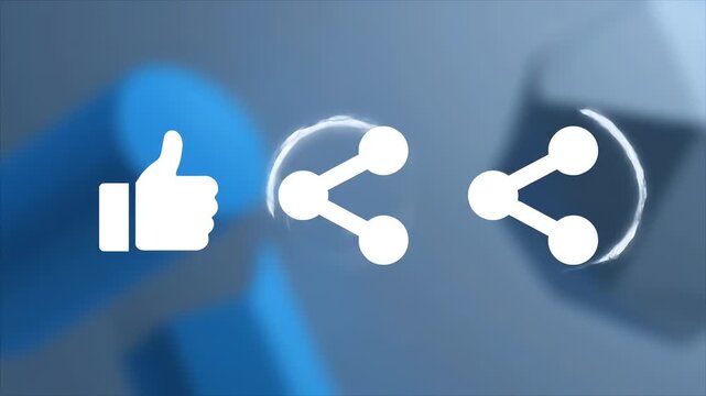 A close-up shot of white social media icons on a blue background with a shallow depth of field.
