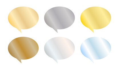 メタリックカラーの楕円形スピーチバブル集、立体感のあるゴールド・シルバー・ブルー系デザイン © GoodLuckDesigns