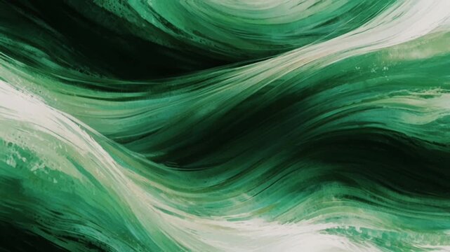 flowing, textured brushstrokes, resembling the movement of ocean waves or the fibers of silk blown by the wind