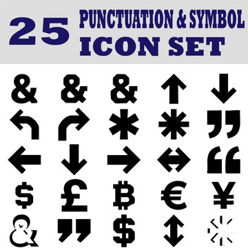 Minimalist Abstract Punctuation & Symbol Silhouette Vector Icons - Bold Typography Set