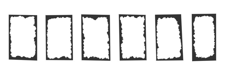 Obraz premium Rough torn edges, set figures with ripped border. Papers Silhouettes empty cut patch, collage text or photo box.