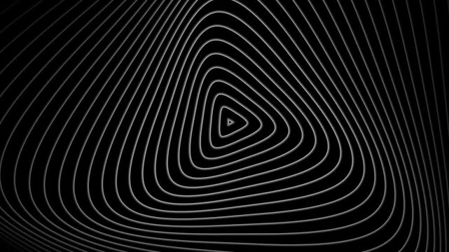 A seamless triangular Trippy loop in black and grey with infinite illusional concept, in 4k format, perfect for branding, websites, online games etc 