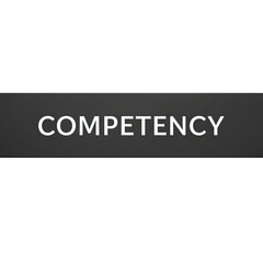 Fototapeta premium Competency word on black banner with shadow, 3D illustration.