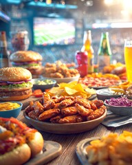 Obraz premium Super Bowl Sunday Feast Championship Game at Home Delicious Recipes for Game Day Celebration