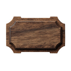 Vintage dark brown wooden plaque with ornate carved border and natural grain texture