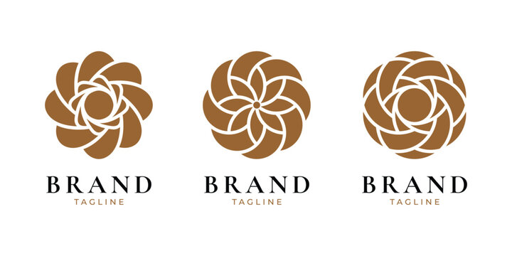 Abstract flower logo set with circular petals