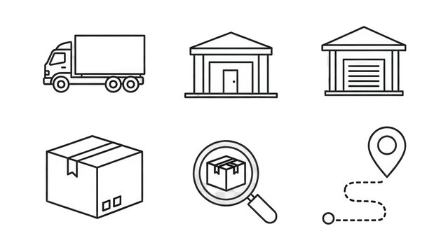 Logistics and delivery icons for business and transportation needs