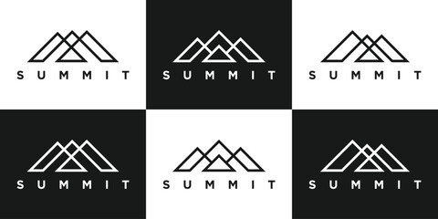 Minimalist mountain peak logo set