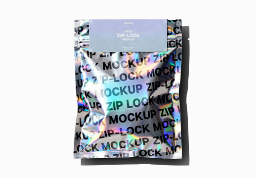 Holographic Zip Lock Pouch Mockup