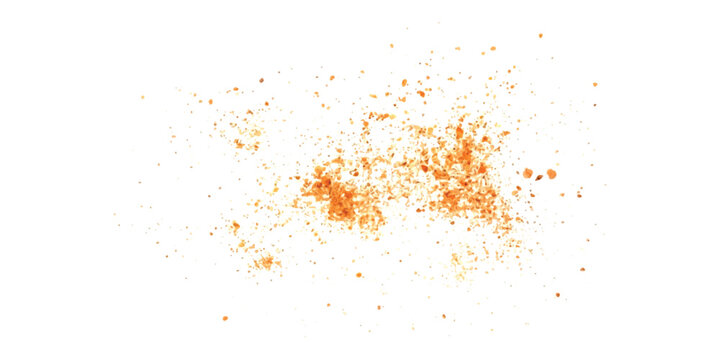Orange powder sprinkled on a clean white background, creating a textured effect