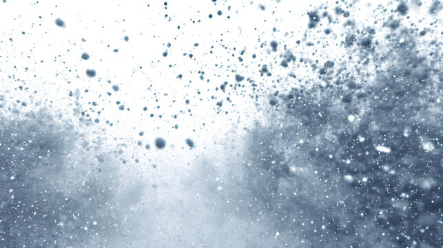 dynamic falling snow and particle blizzard effect isolated on white background, cinematic winter texture