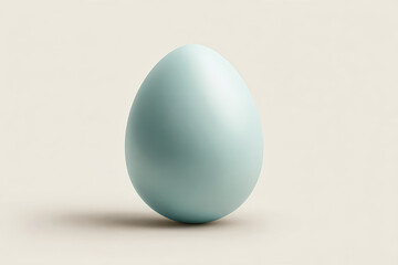 Single Light Blue Egg on Neutral Background