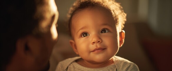 parent cherishes joyful moments with infant in warm sunlit home atmosphere
