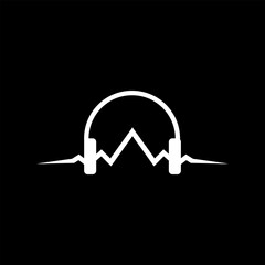 Podcast Icon Design Headphone Sound Wave Logo &ndash; Music Audio Podcast Icon Design