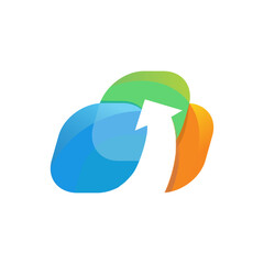 Cloud Technology Logo with Arrow &ndash; Data Transfer and Cloud Computing Icon