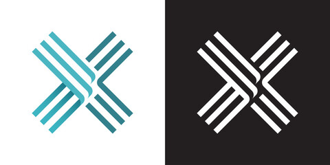 Letter X Monogram Logo &ndash; Modern Channel Line Geometry Symbol