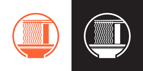 Ramen Shop Logo with Noodles Bowl &ndash; Japanese Restaurant and Noodle Icon