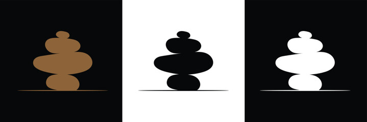 Set of rock balance stone logo for spa and yoga vector design concept on white background. Vector illustration. EPS 10  .