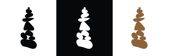 Set of rock balance stone logo for spa and yoga vector design concept on white background. Vector illustration. EPS 10  .