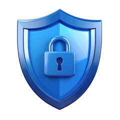 Blue Shield with Locked Padlock Security.