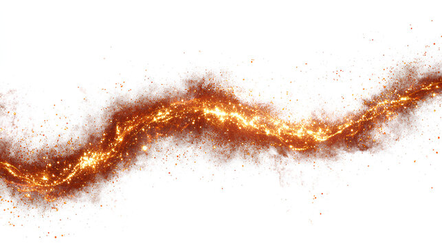 fiery trail of energy with sparks isolated on white background with clipping path