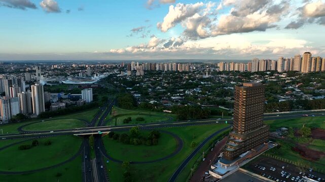 Aerial view of a highway in the southern area of ​​Ribeirao Preto