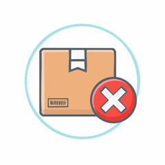 Obraz premium Parcel Rejection Alert Graphic Icon Delivery Problem Indicated Symbol Vector Illustration