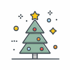 Stylized Christmas Tree Decoration with Star and Ornaments Celebration Festive Holiday