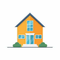 Fototapeta premium House Illustration Isolated on White Background Modern Residence with Garden