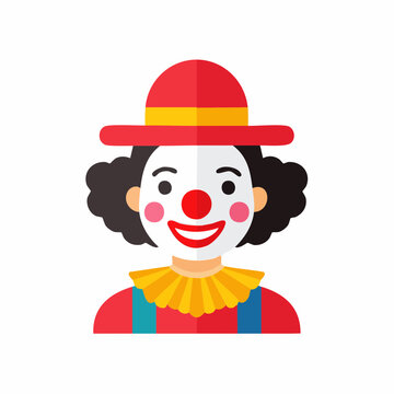Colorful Clown Character with Red Hat and Curly Hair at the Circus or Carnival