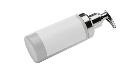 白いラベル付きの銀色のポンプディスペンサーボトル