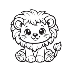 Baby Lion Sitting Coloring Page